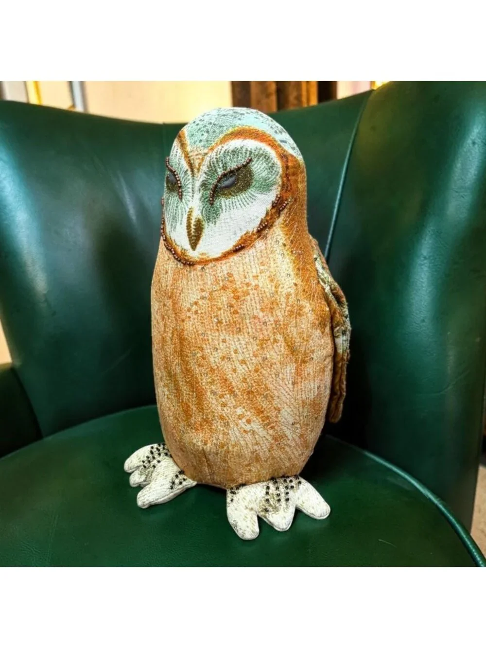 John Derian Target Barn Owl Plush Pillow Sequin Beaded Decor NWT 13
